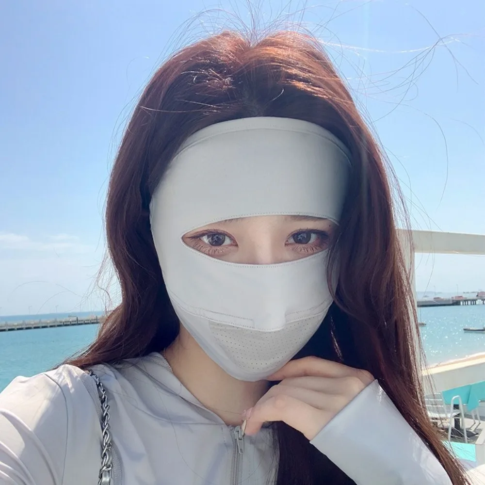 Новая дышащая маска из ледяного шелка, анти-УФ-бесследная солнцезащитная маска, маска для лица для верховой езды, четыре сезона