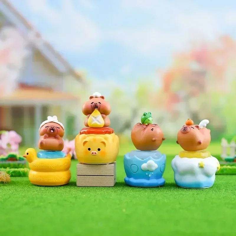 

Capibala blind box ornament rotary bell style desk cute pet decompression rotating sound effect, unlock 6 healing shapes