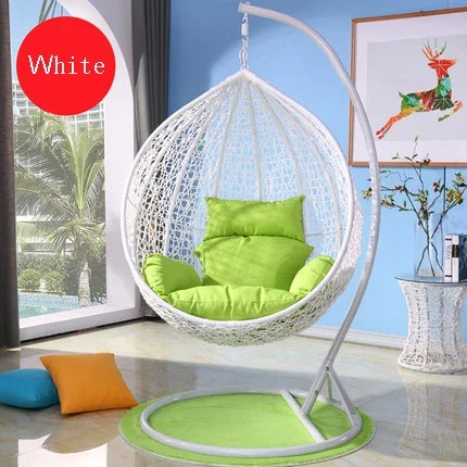 Top quality wholesale custom PE rattan steel swing egg hanging basket chair with seat cushion outdoor chair