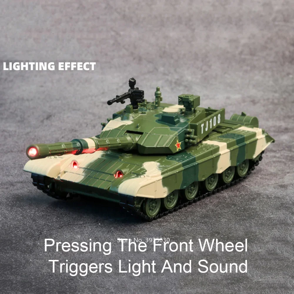 1/32 T-99 Main Battle Tank Car Model Toy Alloy Diecast with Pull Back Sound Light Tanks Model Toys for Kids Children\'s Day Gifts