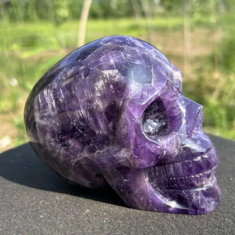 Natural Dream Amethyst Skull Quartz Crystal Carved Reiki Healing