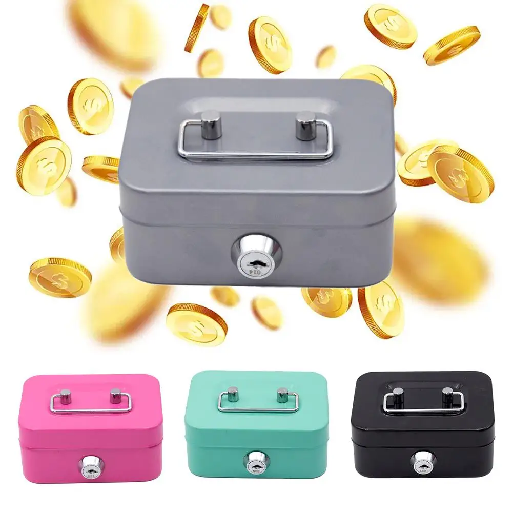 Money Safe Box Mini Cash Box Metal Money Bank Sturdy Box Portable Coin Boxes Small Lock Lockable Security M5s3