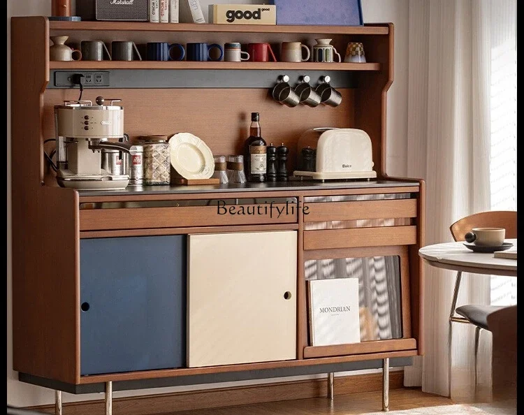 

12Sideboard Cabinet Vintage Style Solid Wood Rock Board Integrated Storage Coffee Cabinet