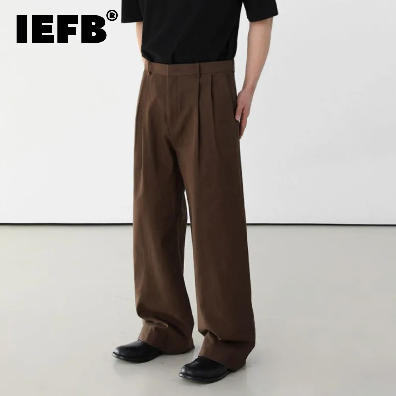 

IEFB Korean Style Men's Loose Suit Pants Casual Straight Wide Leg Male Simple Trousers Drooping New Fashion Summer 2024 9C6229