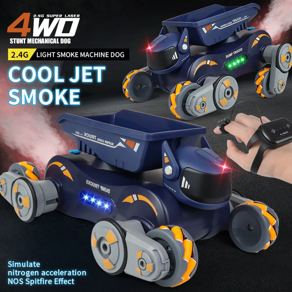 Baby-Remote Control Spray Car 2.4GHz 360° Rotating Gesture Sensor Electric Robot Dog+Lights Music Gifts for Boys Girls