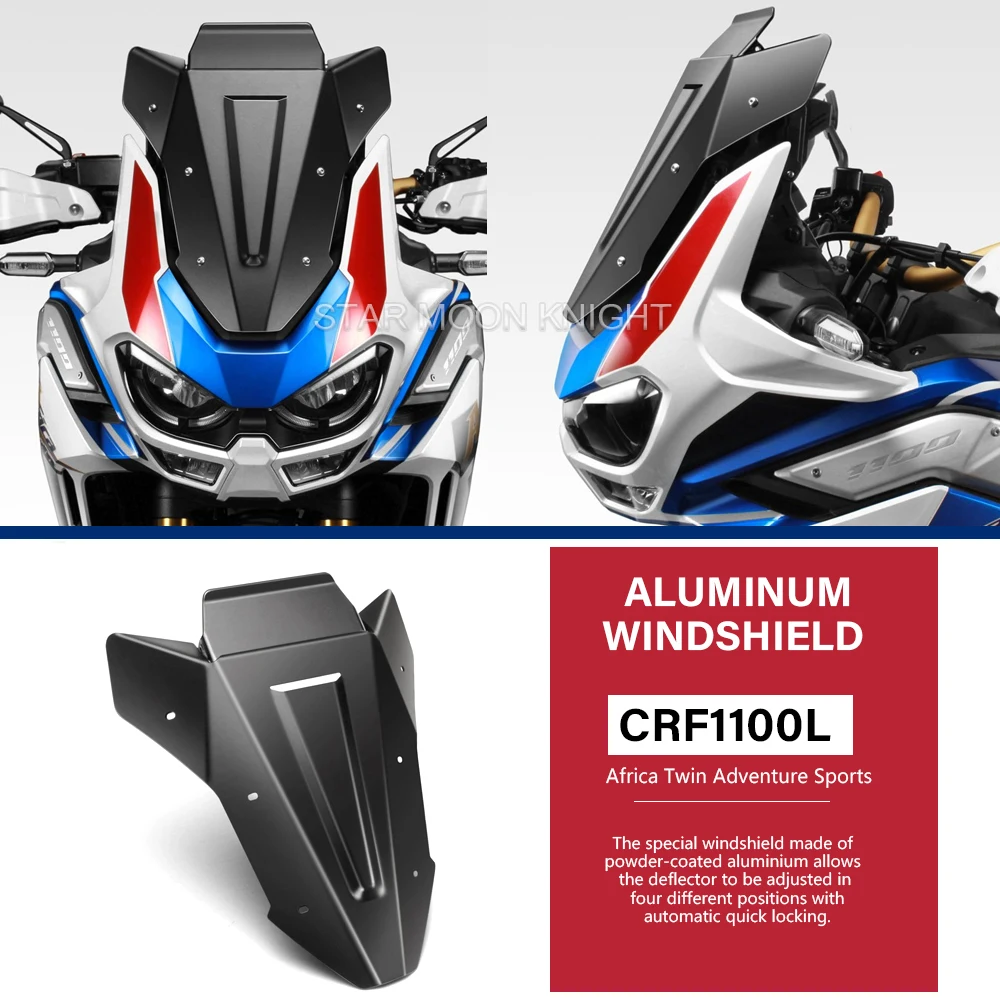 

Motorcycle Windshield For Honda CRF1100L CRF 1100 L Africa Twin Adventure Sports 2020 2021- Aluminum Windscreen Wind Deflector