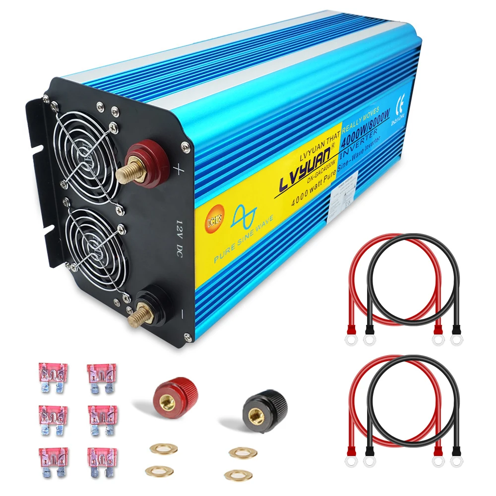 Inverter 5KW 6KW 7KW 8KW Pure Sine Wave Peak Power DC 12V 24V TO AC 110V 220V Converter UN EU US Socket Solar Car Inverter