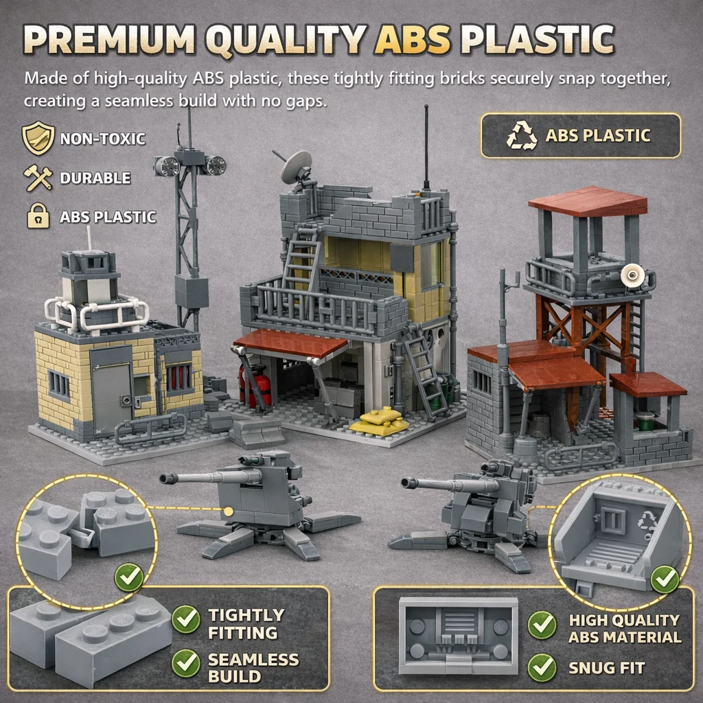MOC Post Apocalyptic Outpost Building Blocks Set Watch Tower Command Base Howitzer Cannon DIY Bricks Toy Gift for Kids Adults