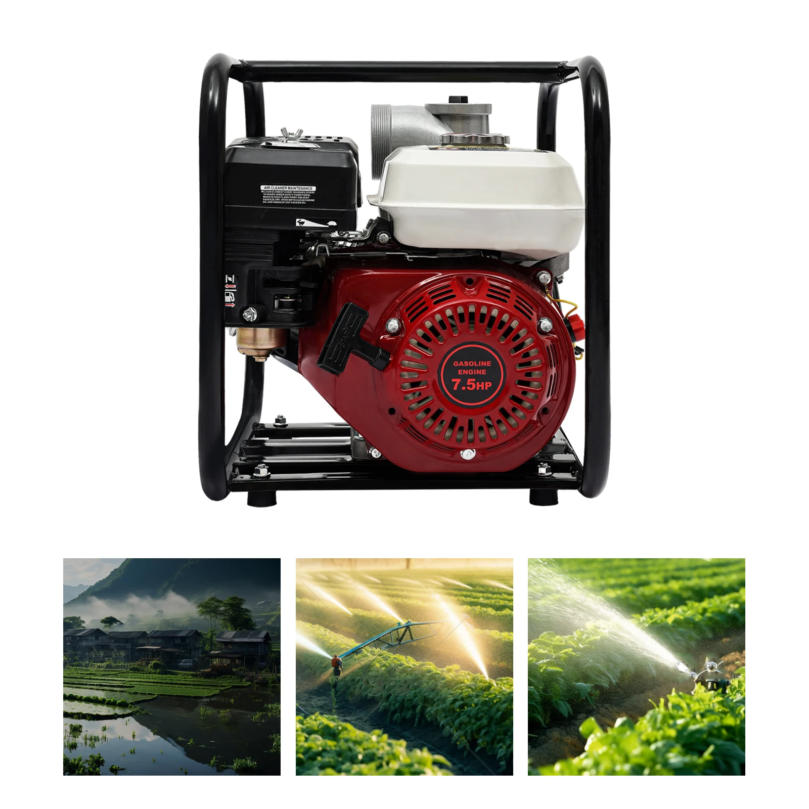 7.5HP 4-Stroke Portable Gasoline Water Pump Powered Water Transfer Pump Water Pump Pumping Machine for Garden Irrigation