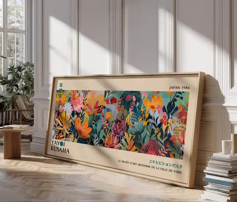 Großes japanisches abstraktes Leinwandposter von Yayoi Kusama, ungerahmte Panorama-Modern-Drucke für die Heimdekoration im Wohnzimmer und Schlafzimmer – Detail 6