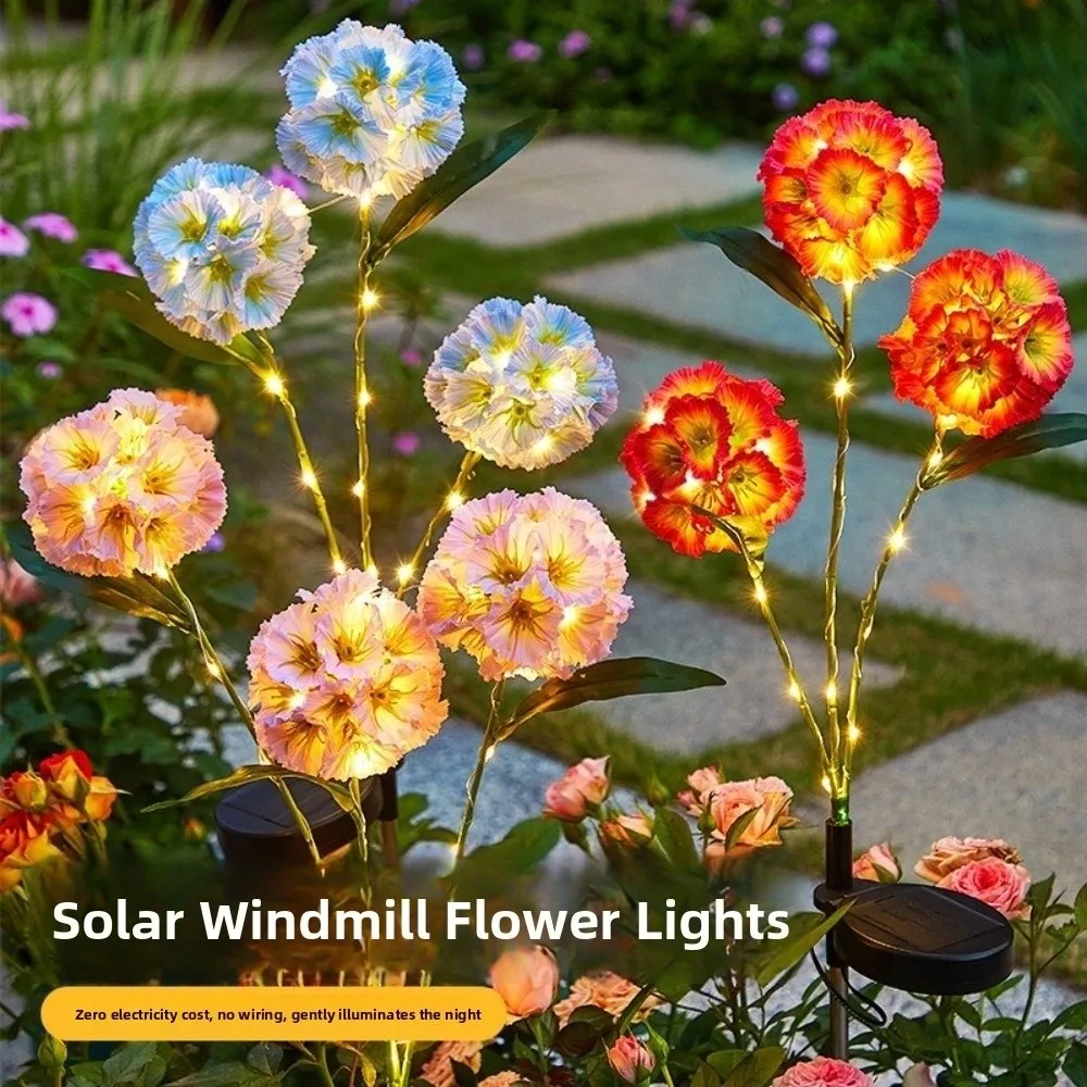 

Водонепроницаемый солнечный цветочный светильник с 3-мя головками, наземная имитация цветочной лампы, интеллектуальный датчик света, теплый свет