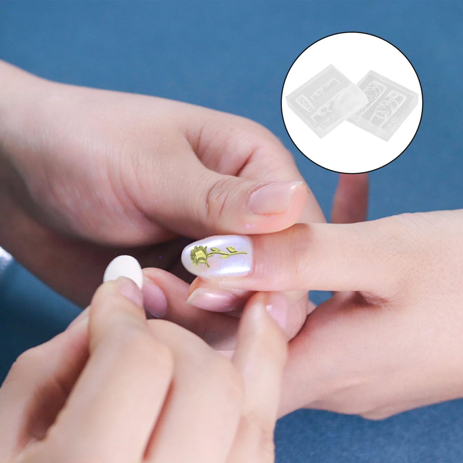 

2Pcs Nail Art Mold Silicone DIY Lotus Rose Flower Nail Charm Mold Manicure Tools Decorative Supplies Miniature Resin Molds