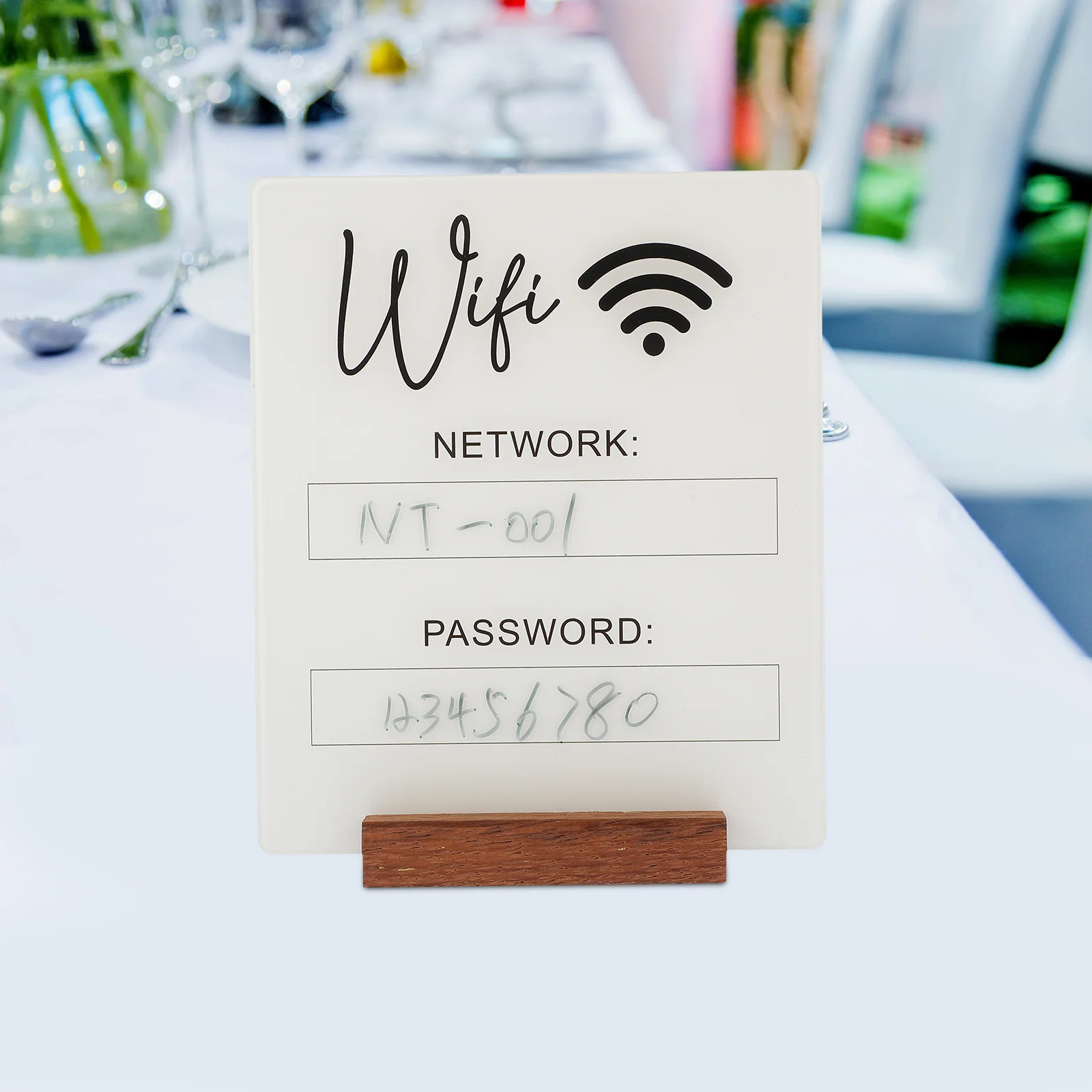 Tanda kata sandi Wifi dudukan Hotel pengingat dekorasi papan nama jaringan nirkabel akun akrilik