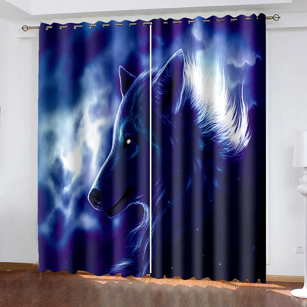 Beautiful Photo Fashion Customized 3D Curtains blue blackout animal curtains 3d stereoscopic curtains