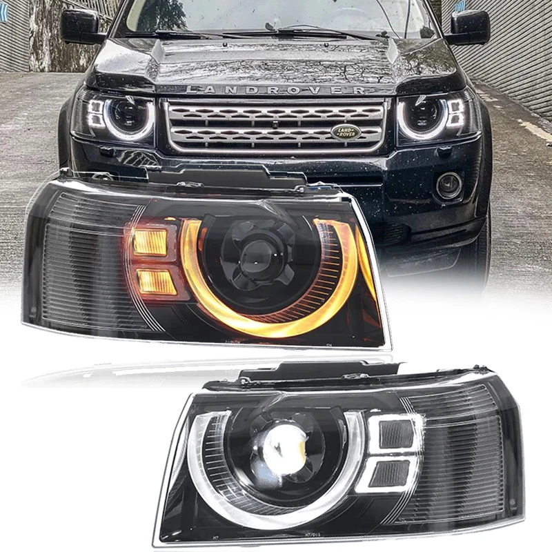 Car Light for Land Rover Freelander 2013 2014 2015 LED Headlight with Projector Lens Upgrade Laser LED DRL Turn Signal Headlamp