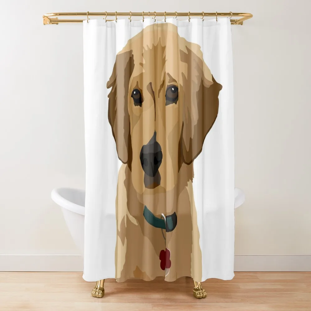 

Beau the Golden Retriever puppy Shower Curtain Washable Waterproof Fabric Shower Waterproof Bath And Anti-Mold Curtain