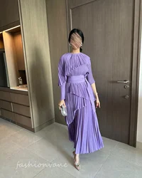 Fashionvane Customized Ruffled Prom Dress 2024 Long Sleeve Cocktail Dress Floor Length Long Formal Evening Party Dress