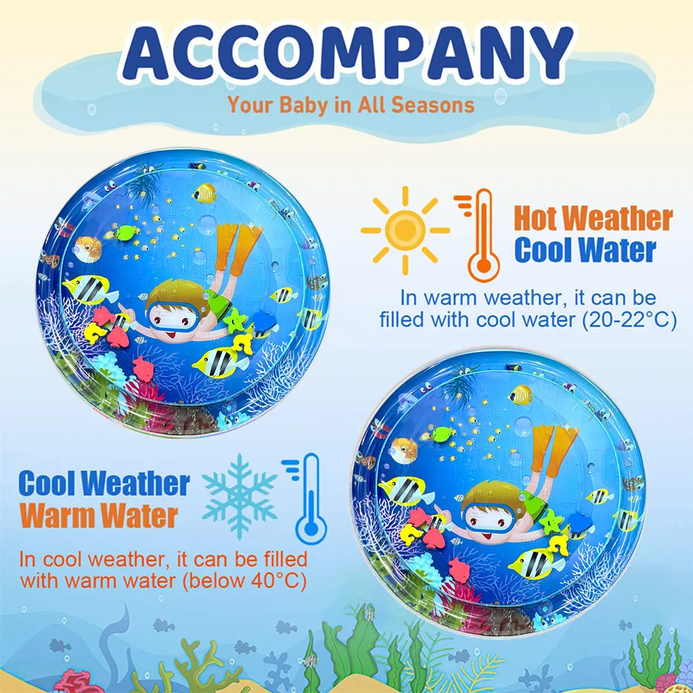 1pc 82cm Round Baby Playing Water Mat Diving Boy Pattern PVC Large Inflatable Play Mat Cushion Kids Gift