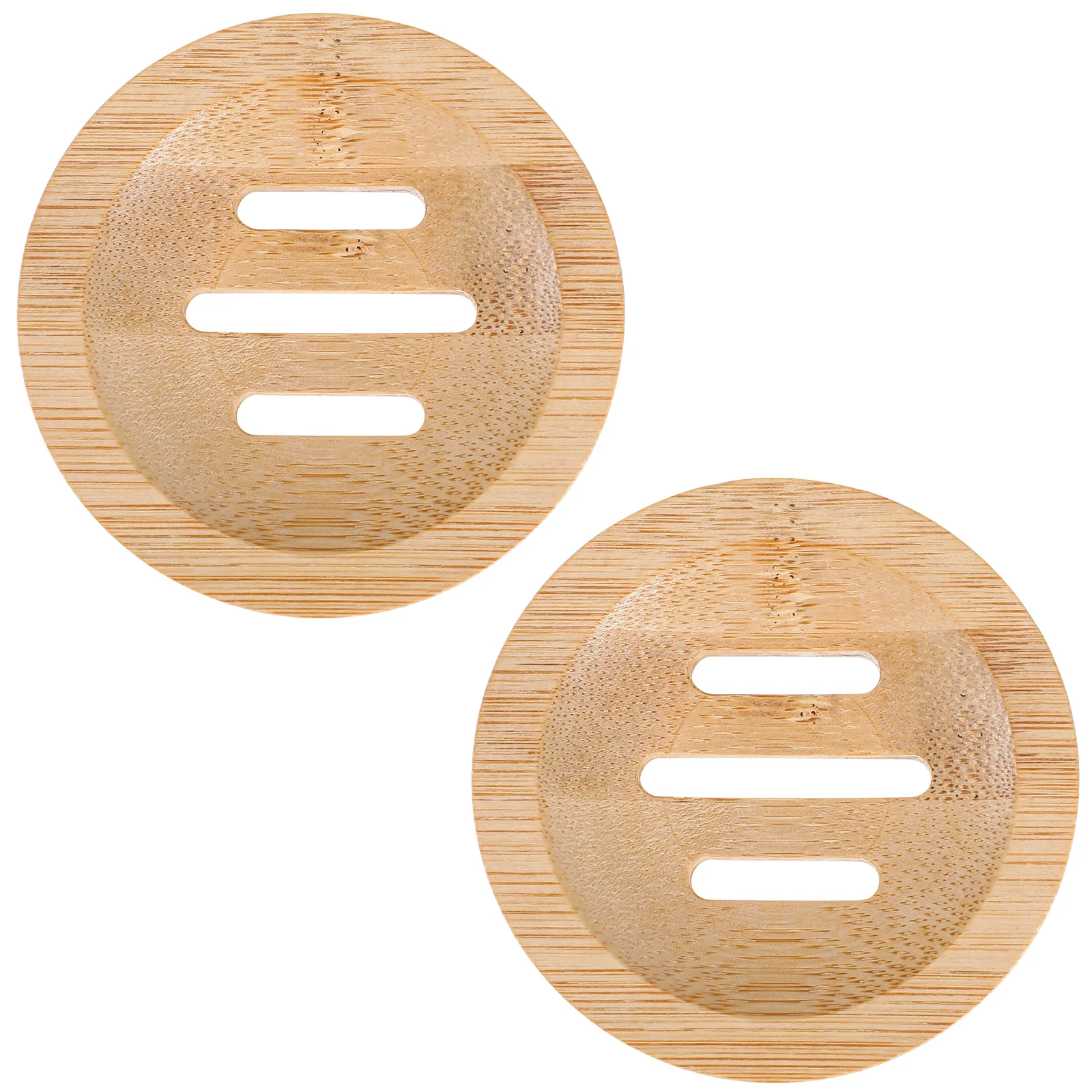 

2pcs Bamboo Soap Box Round Holder Tray Small Circular Mini Portable Drain Case Friendly Bath Shower Home