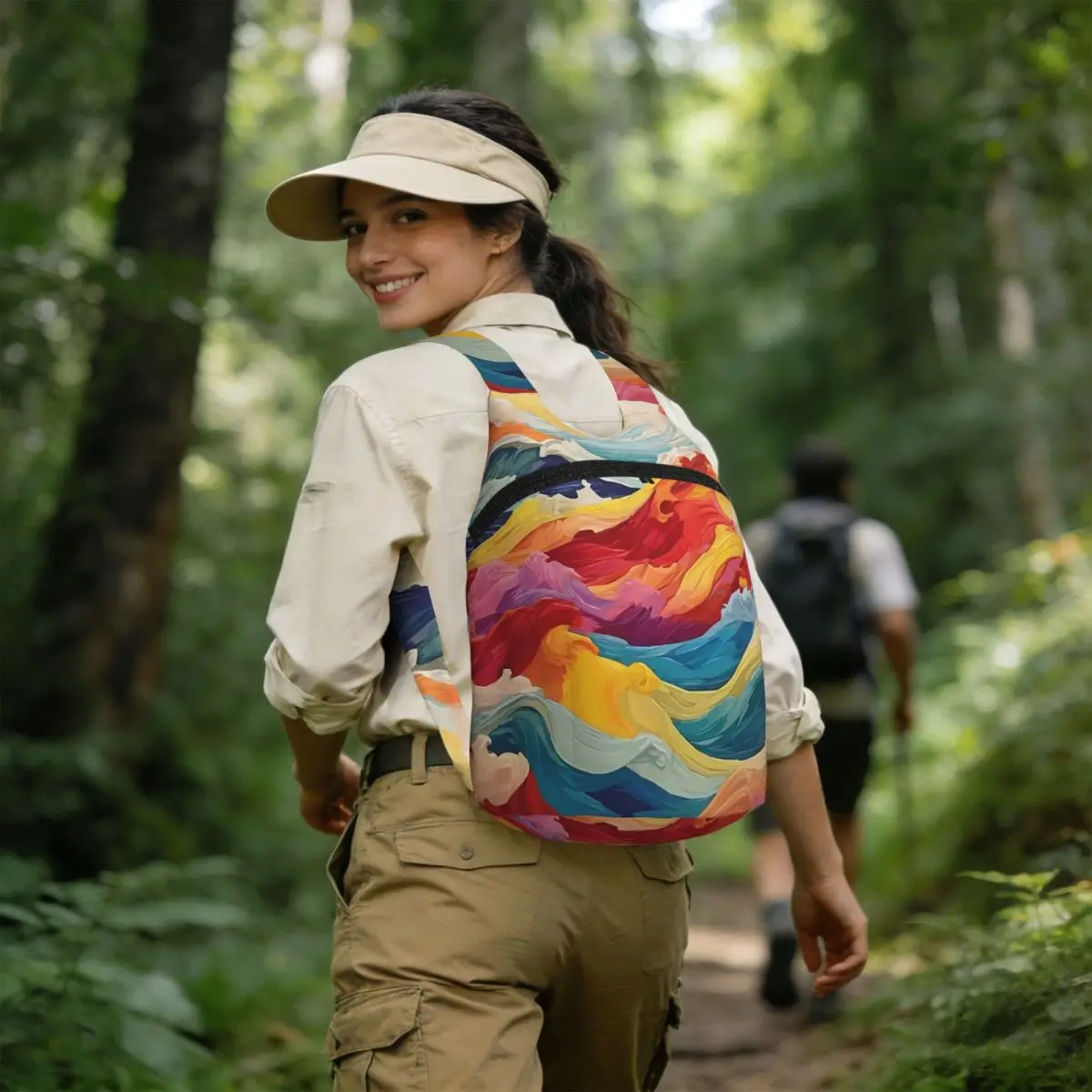 Mochila escolar Waves On The Rainbow Ocean para estudiantes, mochila de viaje para senderismo, mochila de un día para niños y niñas, mochila de almacenamiento, bolsos de hombro