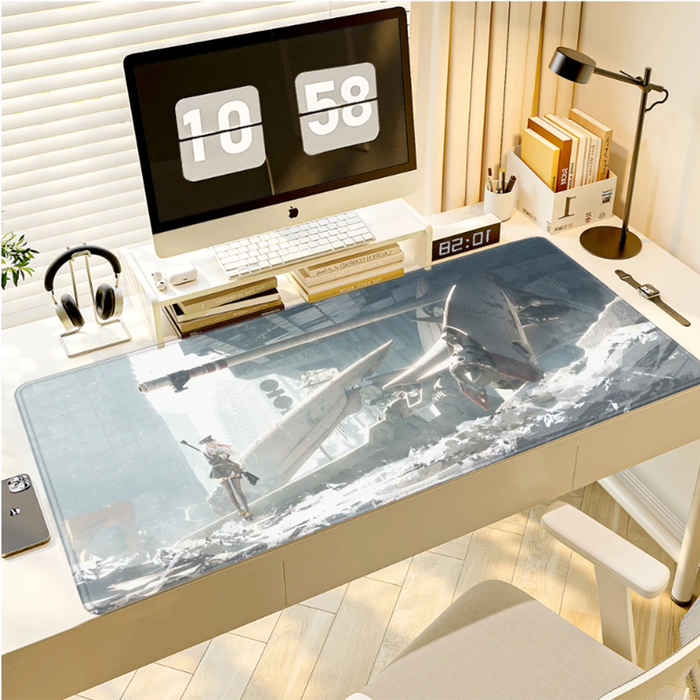 HD Anime 86 Eighty Six HD-Druck Weißes Mauspad Gaming-Mausmatte mit Verstärktem Rand Schwarzes Gummi-Mousepad Langlebige Schreibtischunterlage