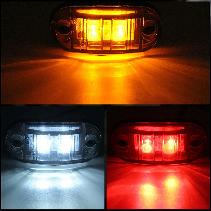 10x 24V Trailer Led Warning Tail Light External Lights Caravan Van Lorry Truck Side Clearance Marker Lights White Amber Red