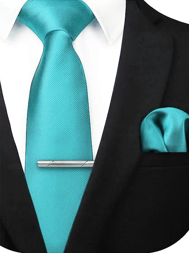 JEMYGINS Solide Grün Blau Männer Mode Krawatte Taschentuch Krawatte Clip für Smoking Zubehör Klassische Seide Luxus Krawatte für Mann Geschenk – Detail 27
