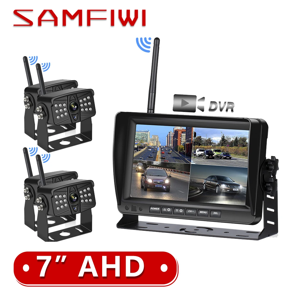 

AHD 7 inch Car Monitor Wireless DVR Display Vehicle Auto Screen Rear View Truck Monitors Reverse Backup Recorder Wifi Camera