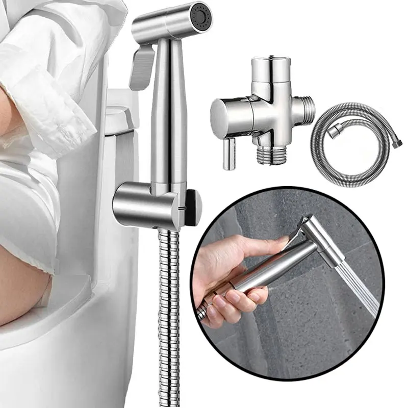 

PHANCIR Handheld Bidet Sprayer for Toilet, Brushed Nickel Attachment with Adjustable Water Pressure Control and Hose - Ideal for