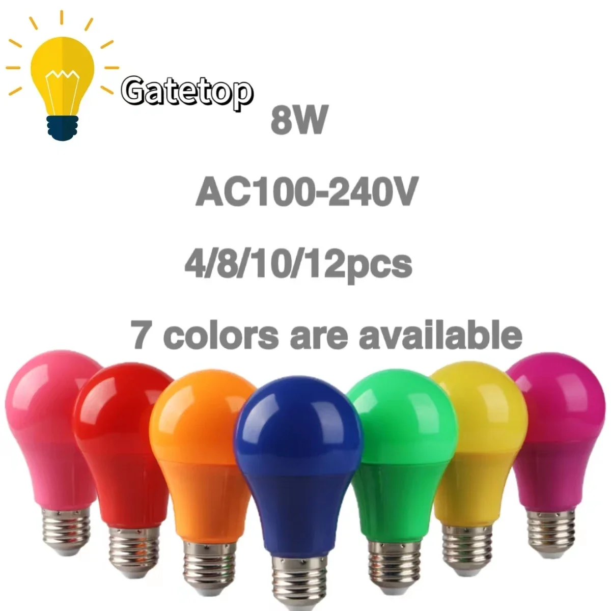 

Led Colorful Lamp E27 B22 Base Real Power 8W Voltage AC100-240V Seven colors are available for festival celebration, KTV bar