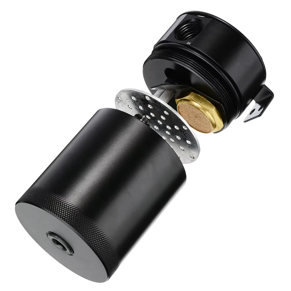 Serbatoio dell'olio in alluminio con deflettore universale da corsa Serbatoio a 2 porte con kit di tubi intrecciati con filtro del cilindro di sfiato della valvola di scarico