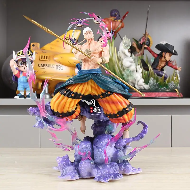 

35cm Enel One Piece Natural System Statue Model Dolls Luminous Enel Thunder God Gk Action Figures Collection Decoration Toy Gift