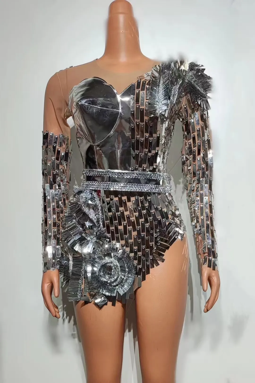 Disfraces de rendimiento Lentejuelas de forma irregular con diamante completoMetallicTexture apretado y A964