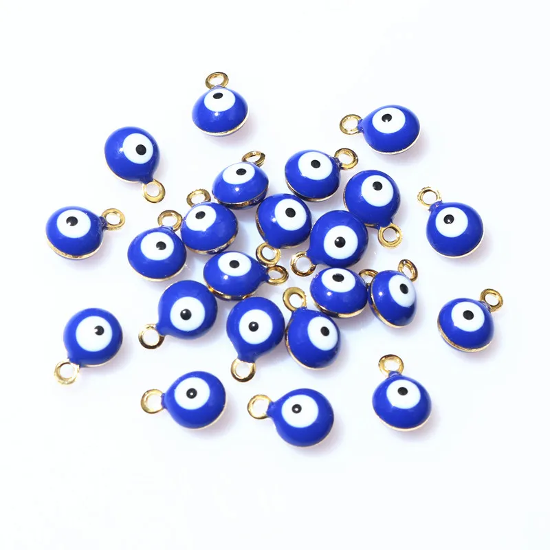 20pcs 8.5x6mm Enamel Evil Eyes Ball Charms Pendant Small DIY Jewelry Making Accessories Findings for Necklace Bracelet Earrings