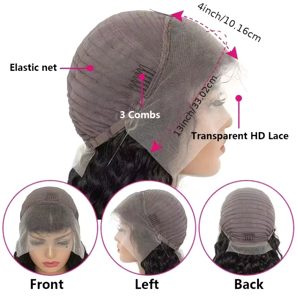 250% Density Loose Curly Deep Wave Lace Frontal Wigs Brazilian Virgin Human Hair Transparent HD 13x4 13x6 Lace Front Wigs image 5