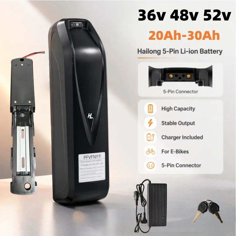 Hailong lithium battery 36V48V52V with multiple options of 20Ah-30Ah balanced charging protection, safety and stability