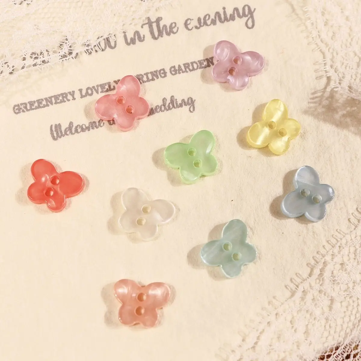 45Pcs Butterfly Color Pearl Shaped Buttons, Ins Wind Dopamine DIY Jewelry Decorative Clothing Sewing Accessories Accessories