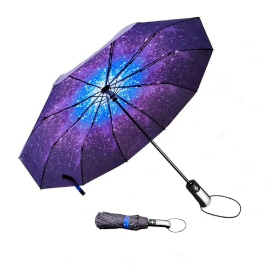 

Travel Umbrella Windproof with Large Canopy 10 Reinforced Fiberglass Ribs Ergonomic Handle Auto Open and Close