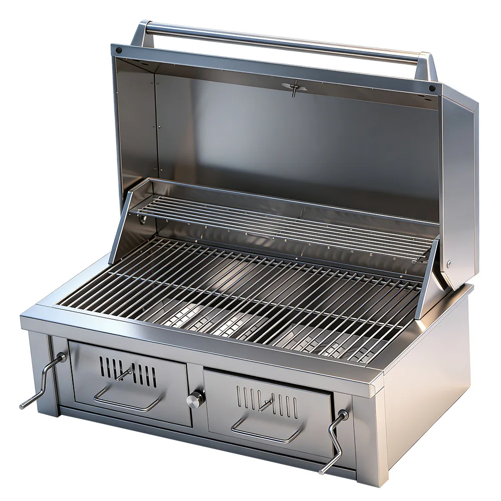 High-end Premium Luxury Modern Built-in 304 Stainless Steel Touch Control Smokeless Outdoor Kitchen Garden Party Charcoal BBQ