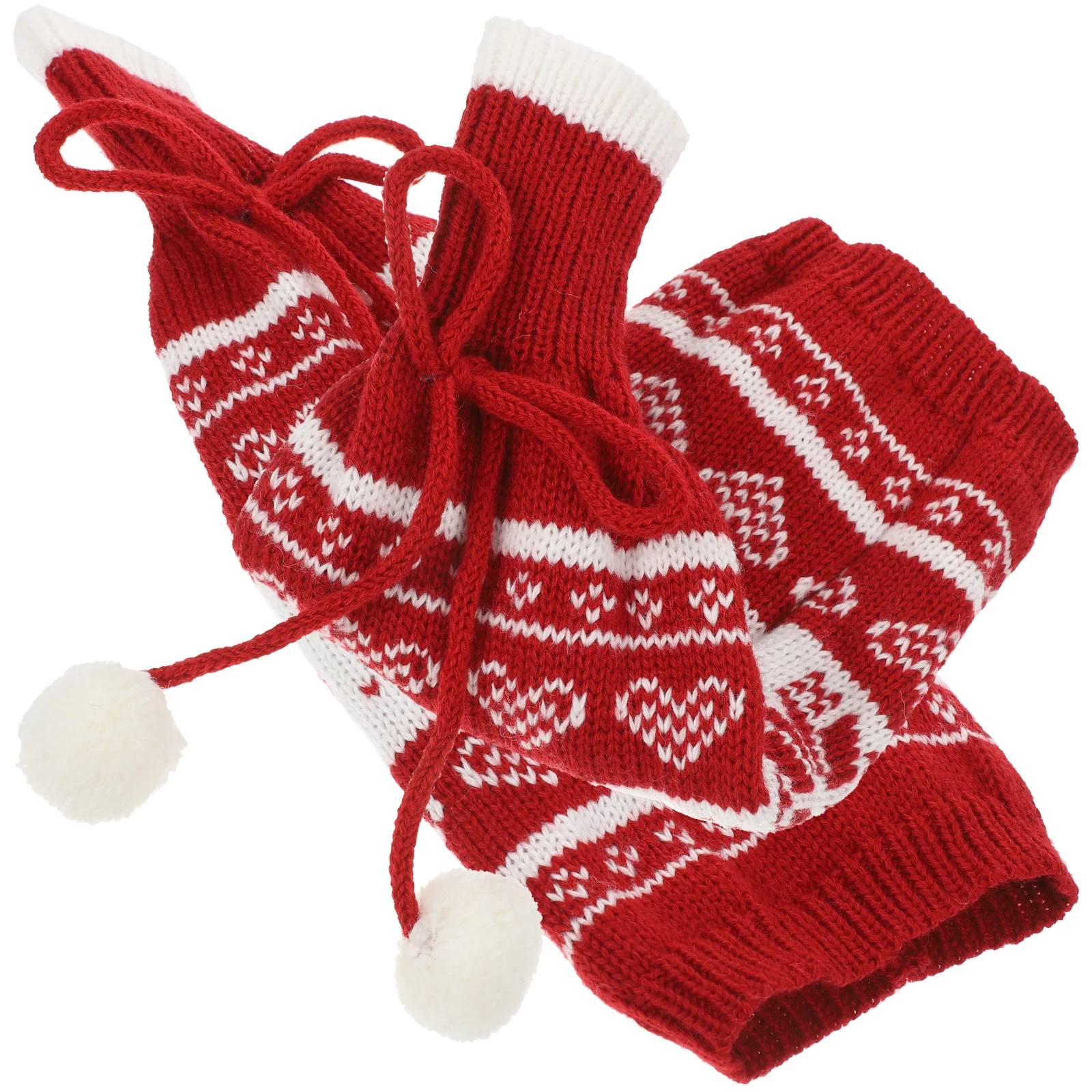 

2Pcs Christmas Bottle Cover Knitted Fabric Decorative Reusable Xmas Party Supplies Bar Tools Bottle Sleeve Gifts
