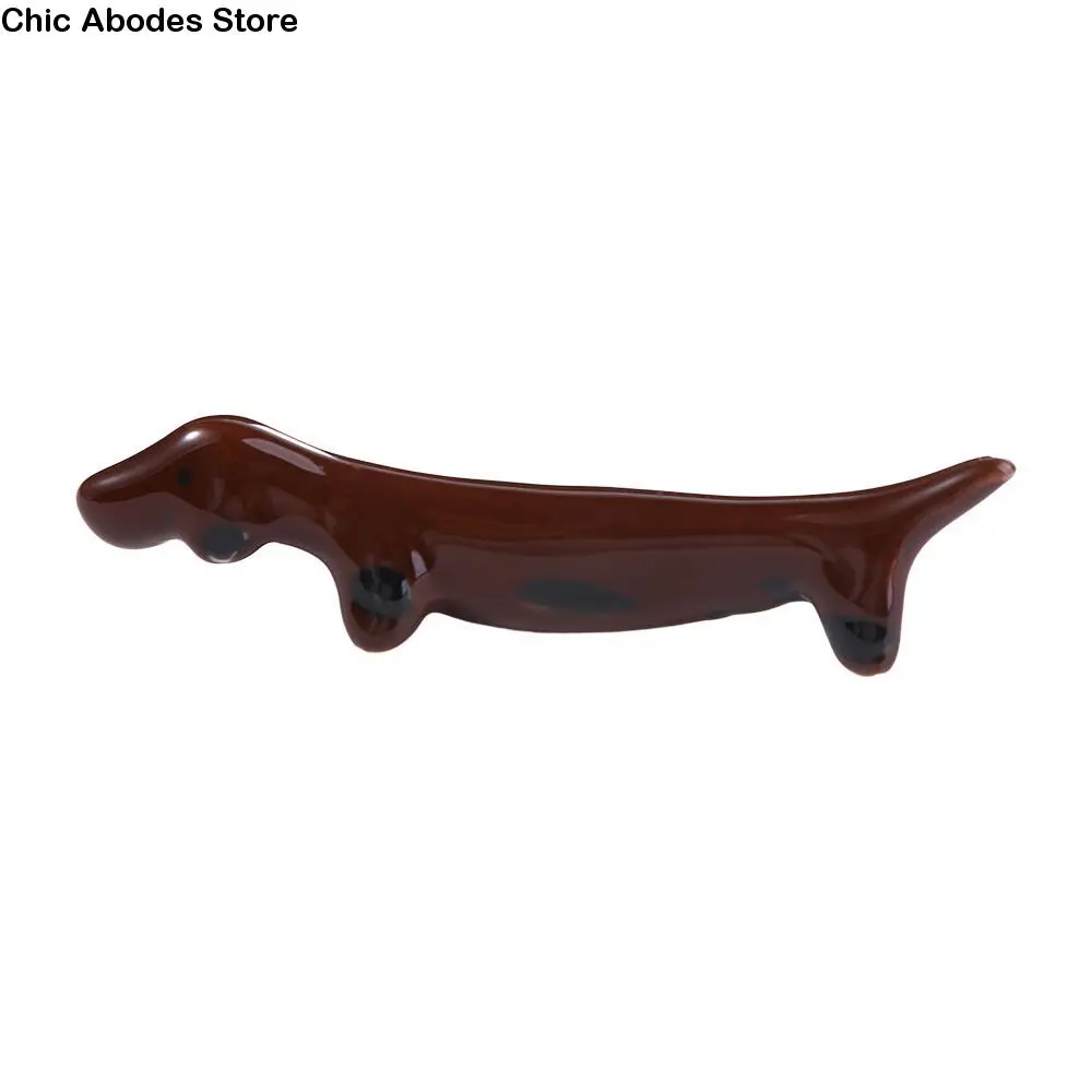

Restaurant Spoon Fork Ceramic Puppy Shaped Dachshund Cute Chopsticks Holder Dinnerware Stand Tableware Rack Chopstick Rest