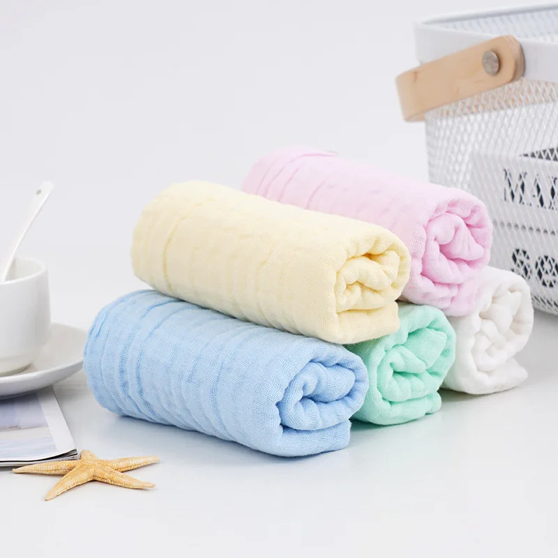 30x30cm Baby Solid Color Soft Pure Cotton Burp Cloths 6 Layers Newborn Infants Washing Face Towels Kids