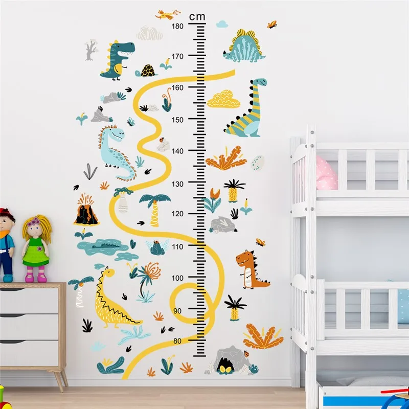 

Cartoon Dinosaurs Wall Stickers For Height Measure Kids Bedroom Decoration Animal Mural Art Diy Home Decals Pvc Posters