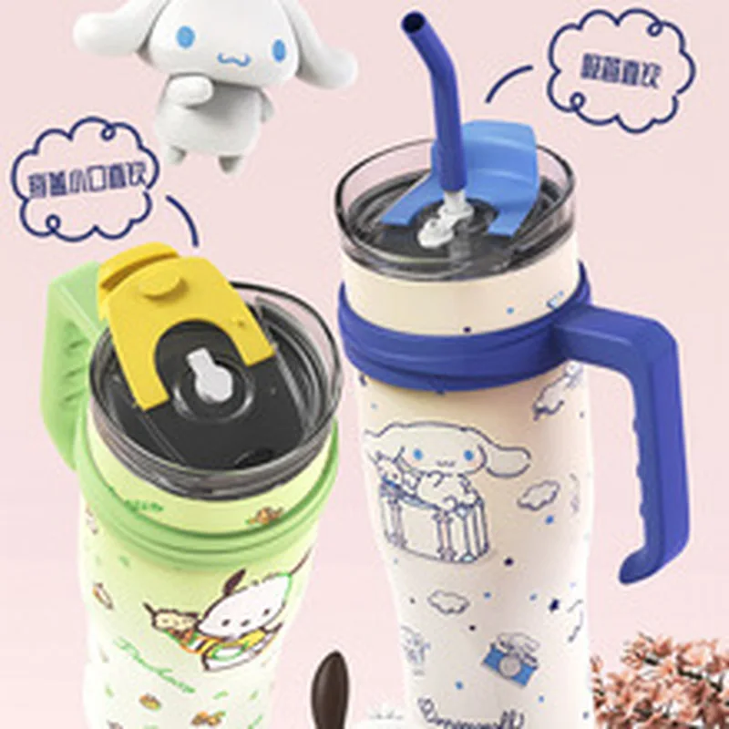 Miniso Famous Disney Classic Mary Cat Girl Children Environmentally Friendly Large-capacity Water Cup Straw Steel Cup 1600ml