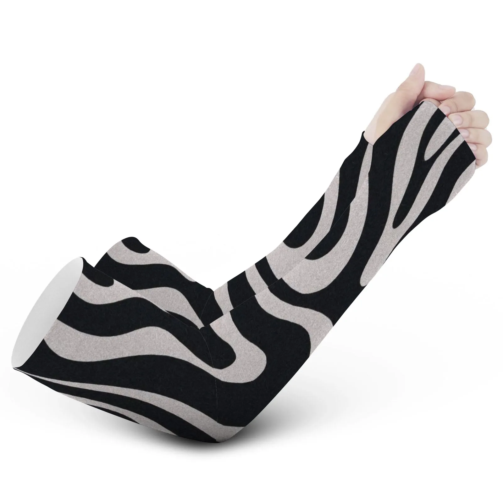 Customizable Stylish Zebra Pattern Stretchy Comfortable Ice Sleeves – Sun - Protective, Breathable & Quick - Dry for Outdoor Fun