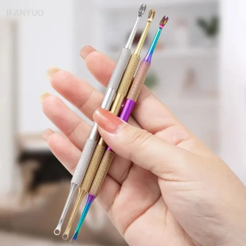 Dual-Headed Stainless Steel Cuticle Tool Dead Skin Remover Nail Cuticle Pusher Remover Manicure Coil Scraper Nail Care Prep Tool
