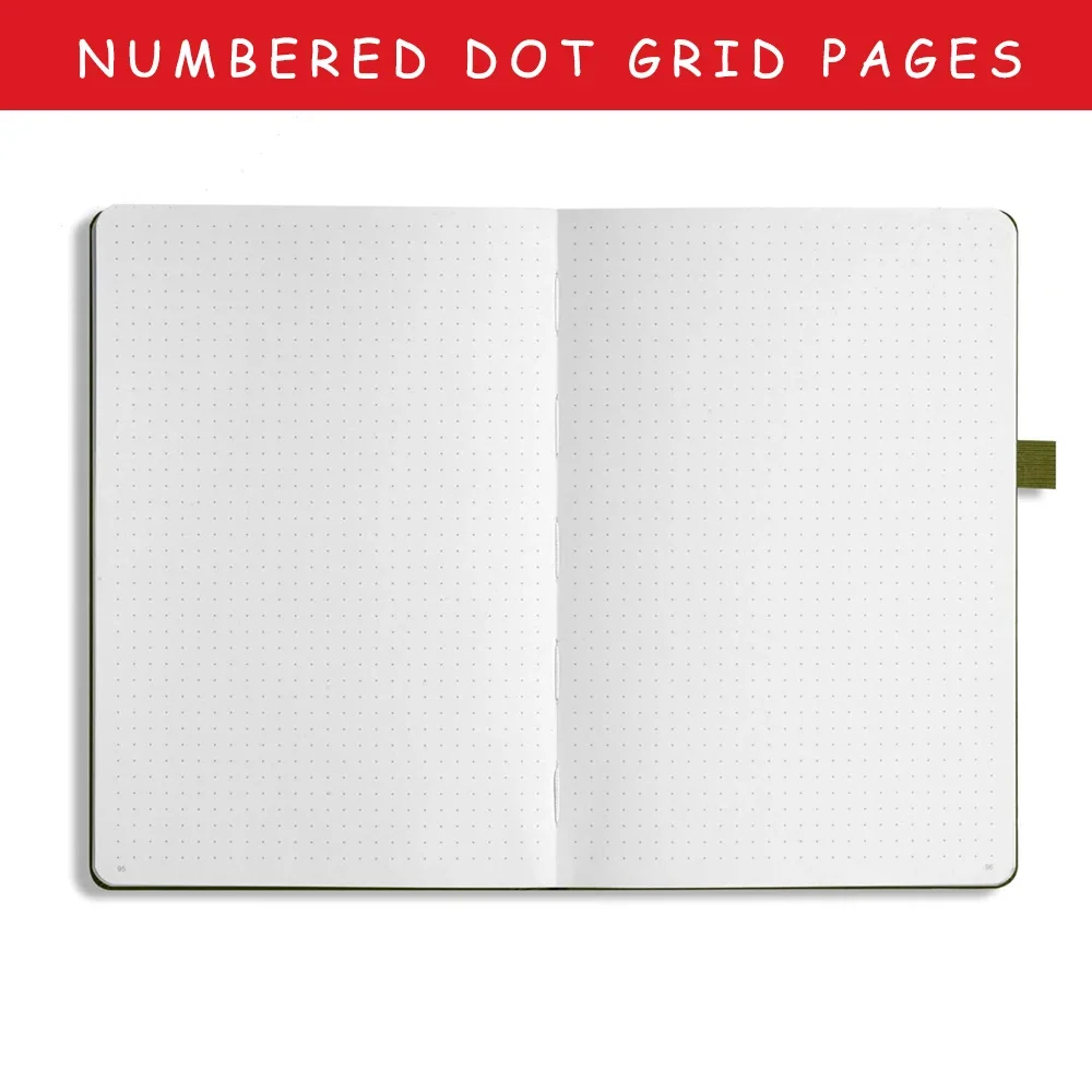 Bullet Dotted Journal for Creativity, 100 GSM Dot Grid Notebook, 160 Numbered Pages and Lay Flat Binding,, A5, A6