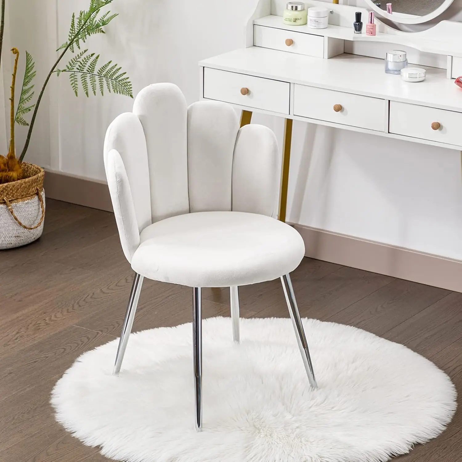 

Vanity Chair for Makeup Room - Midcentury Modern Accent Chair for Living Room Bedroom, Velvet Chair with Back, Customized