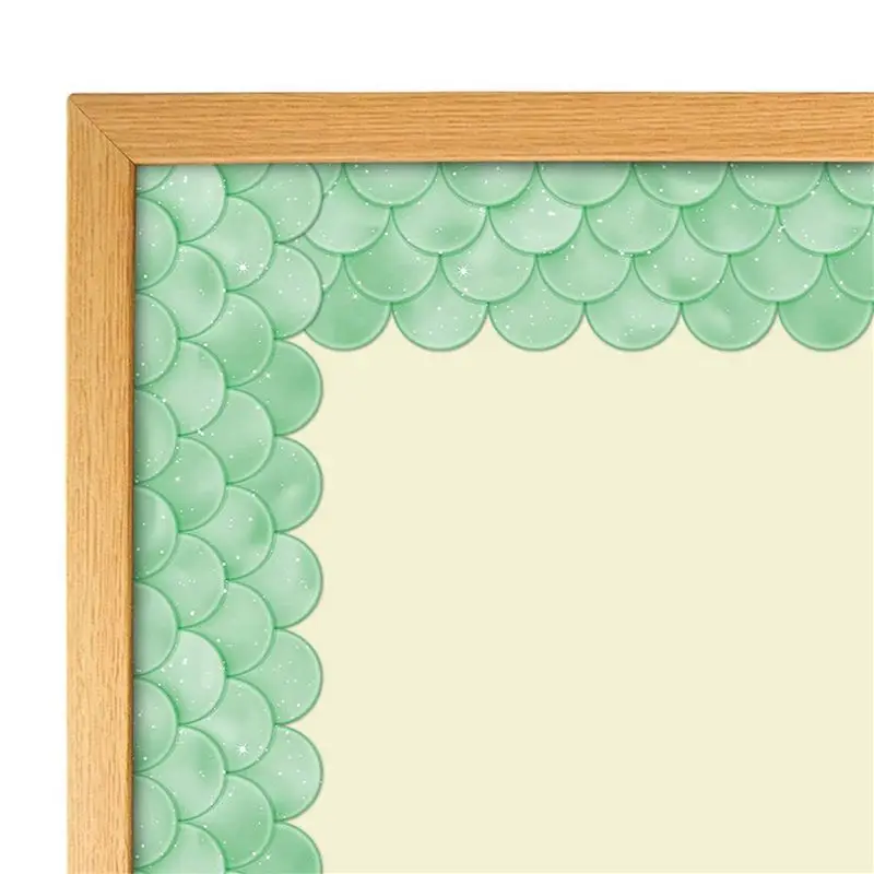 A74E-2Pcs 20M Ombre Green Scallops Bulletin Board Borders Rainbow Straight Borders Classroom Or Home School Decoration