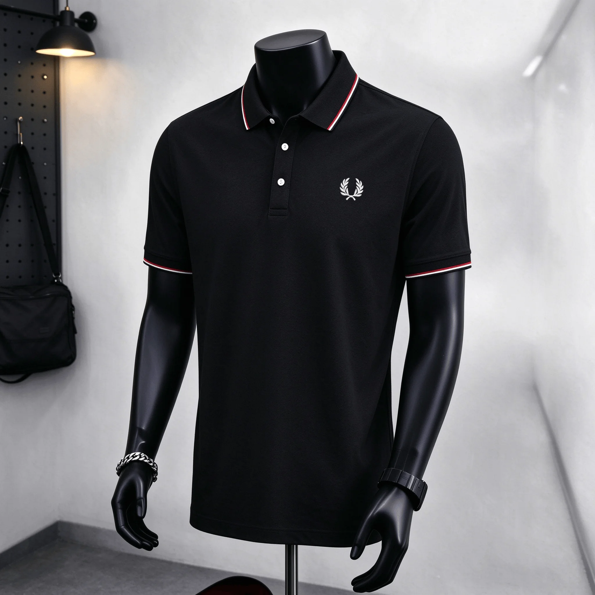 Fred Perry embroidered POLO men's FP three button lapel color border short sleeved business casual T-shirt top.